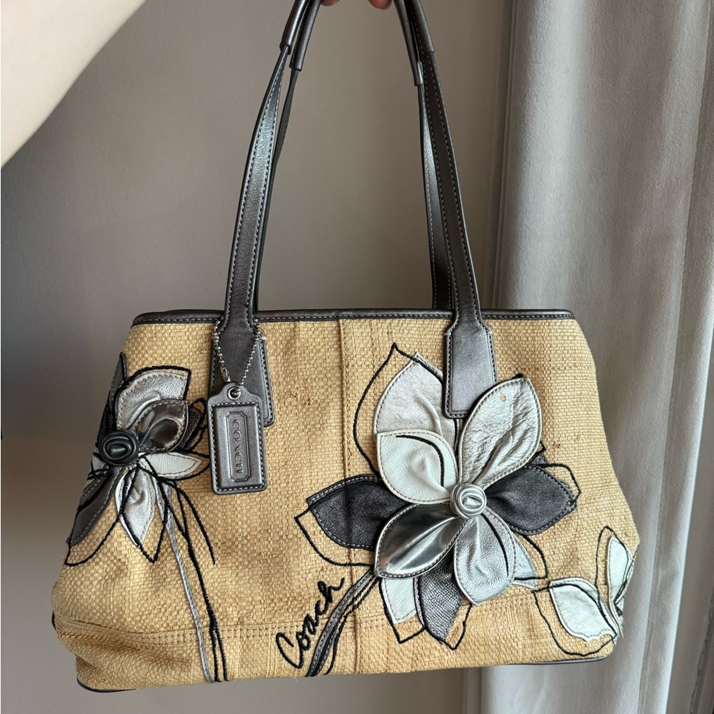 Coach tan floral Shoulder Bag